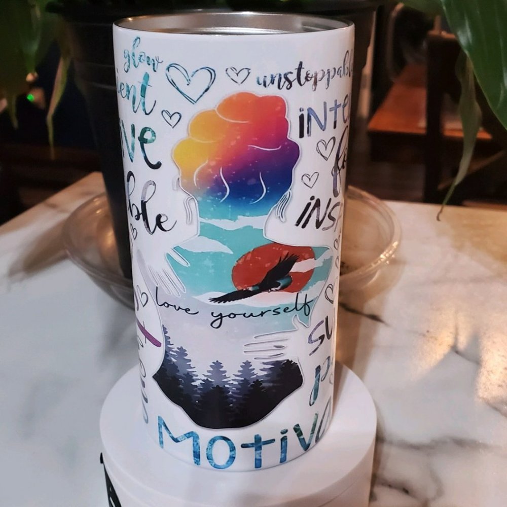 Love Yourself Motivational 4 in 1 Can Cooler 14oz Tumbler 🎉sale